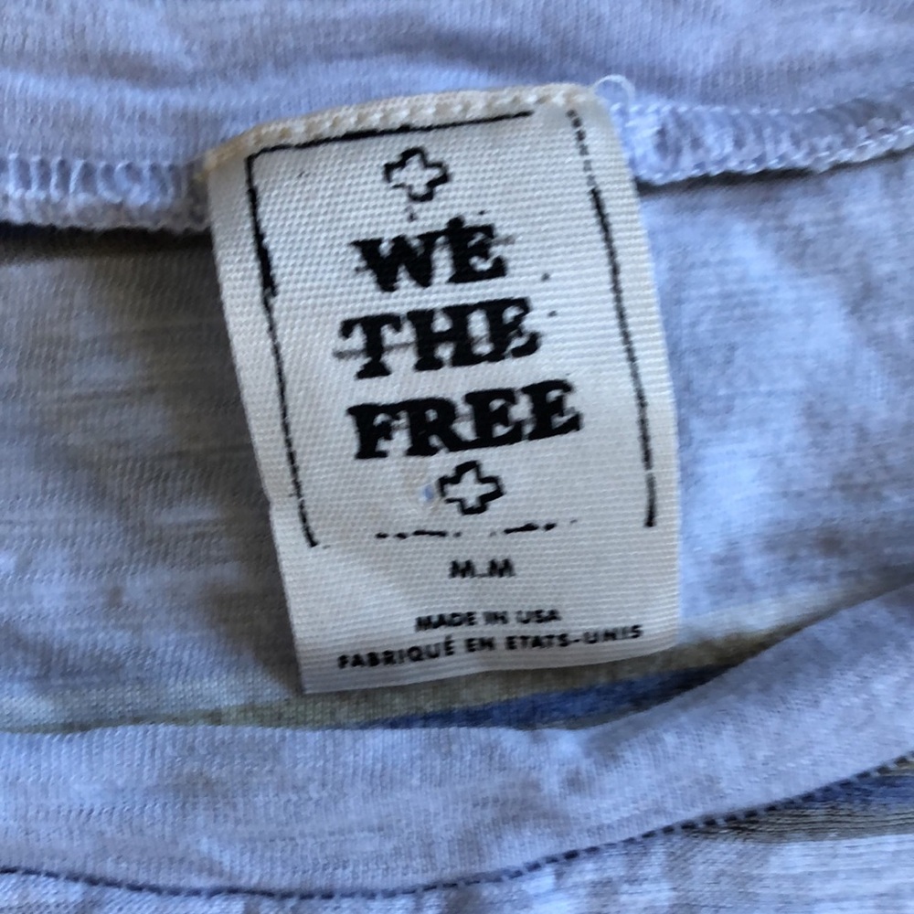 Free People Light Blue Striped Puff Sleeve Tee - Picture 8 of 9